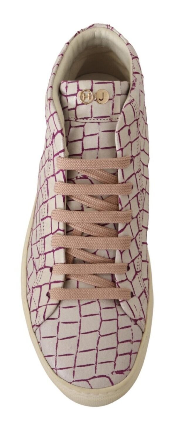 HIDE & JACK Chic White & Burgundy Mid-Cut Leather Sneakers - Image 4