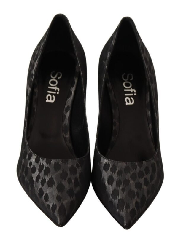 Sofia Elegant Black Leopard Print Leather Heels - Image 5