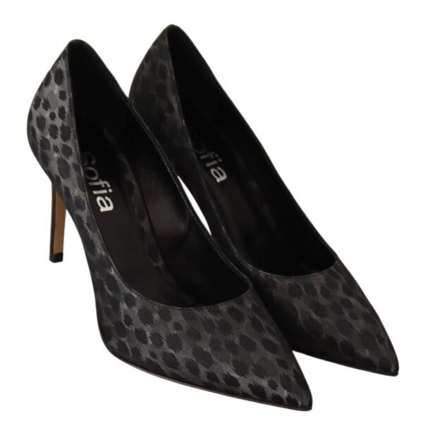 Sofia Elegant Black Leopard Print Leather Heels - Image 6