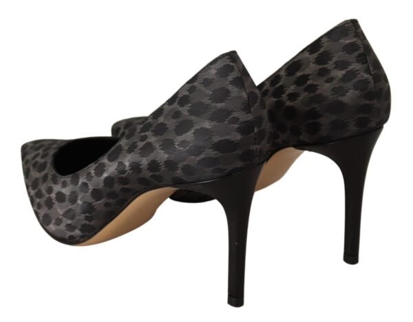 Sofia Elegant Black Leopard Print Leather Heels - Image 7