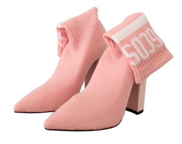GCDS Chic Pink Suede Ankle Boots with Logo Socks - Image 7