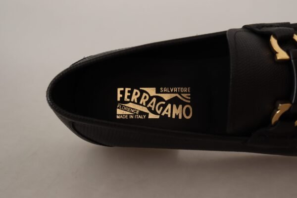 Salvatore Ferragamo Elegant Black Calf Leather Loafers - Image 6