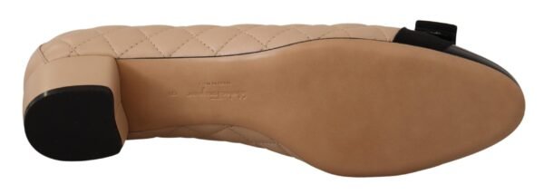 Salvatore Ferragamo Elegant Quilted Leather Pumps in Beige and Black - Image 7