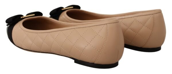 Salvatore Ferragamo Elegant Quilted Leather Flats - Chic Dual-Tone Design - Image 5