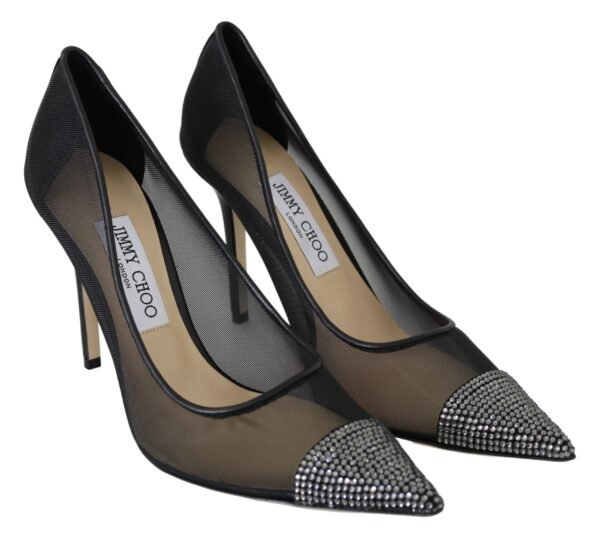 Jimmy Choo Elegant Black Mesh Crystal Pumps - Image 2