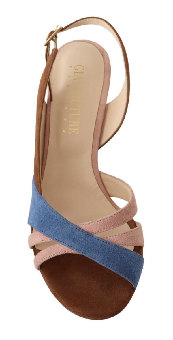 GIA COUTURE Chic Multicolor Suede Slingback Heel Sandals - Image 4