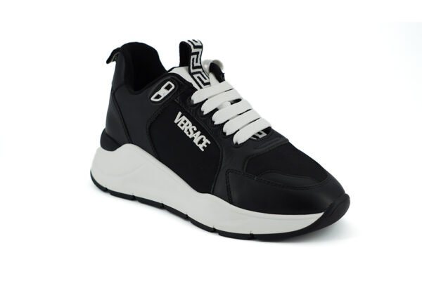 Versace Elegant Monochrome Leather Sneakers - Image 2