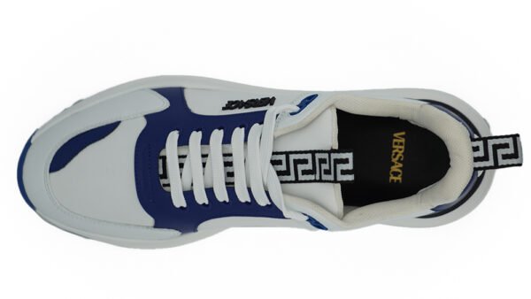 Versace Elegant Blue and White Leather Sneakers - Image 6