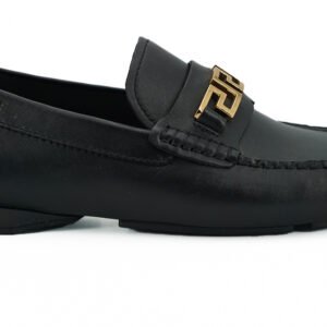 Versace Elegant Black Calf Leather Men's Loafers