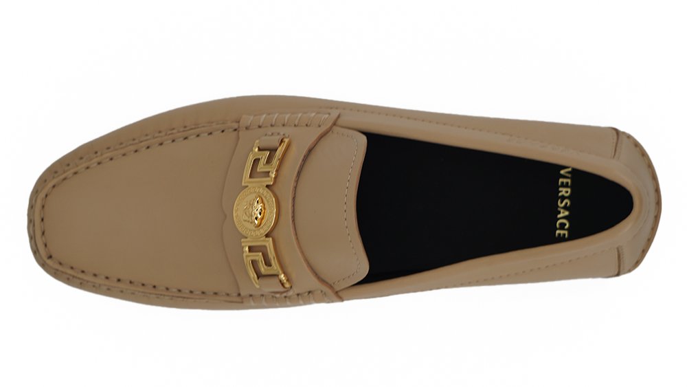 Versace Exquisite Medusa Gold-Tone Leather Loafers - Image 7