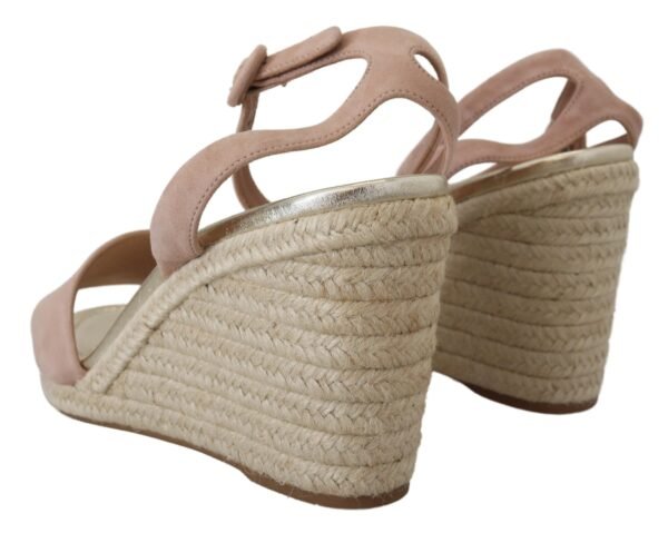 Prada Elegant Suede Ankle Strap Wedge Sandals - Image 6