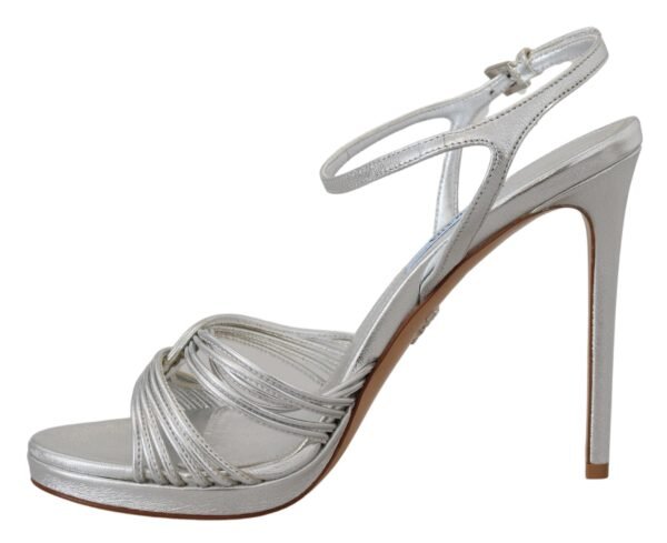 Prada Elegant Silver Stiletto Heels Sandals - Image 3