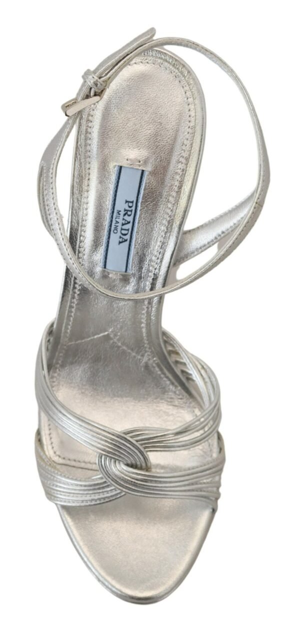 Prada Elegant Silver Stiletto Heels Sandals - Image 5
