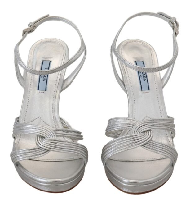 Prada Elegant Silver Stiletto Heels Sandals - Image 6