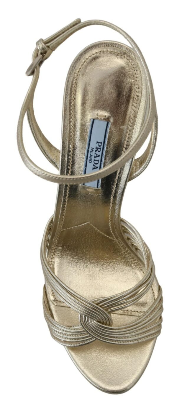 Prada Elegant Gold Stiletto Heel Sandals - Image 3