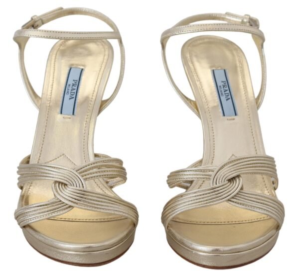 Prada Elegant Gold Stiletto Heel Sandals - Image 4