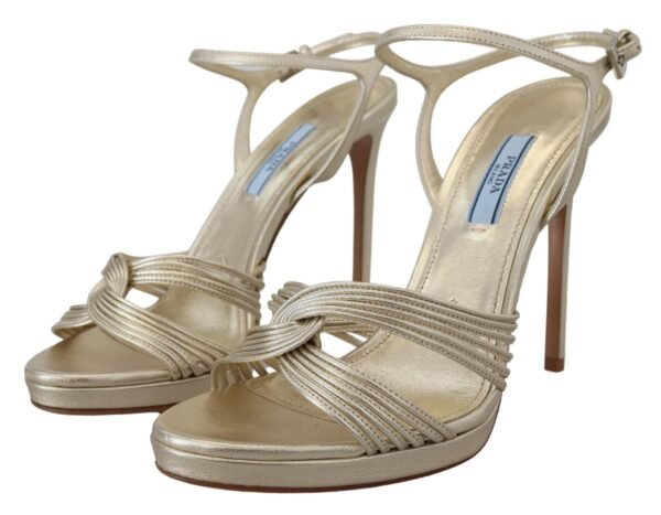 Prada Elegant Gold Stiletto Heel Sandals - Image 5