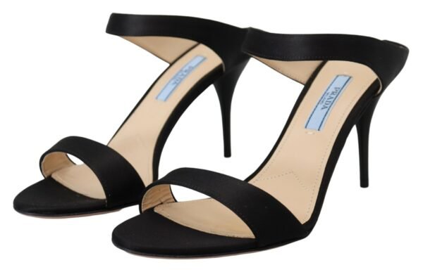 Prada Elegant Black Leather Heels Pumps - Image 3