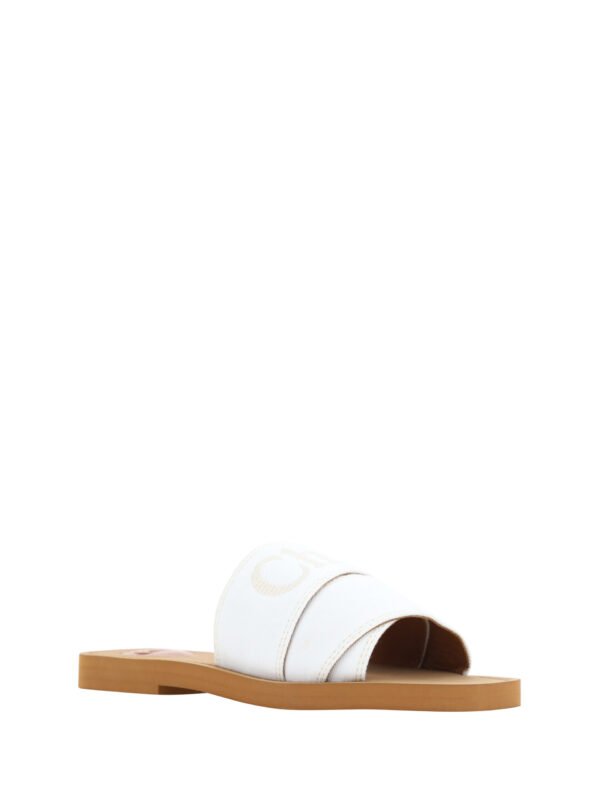Chloé Elegant White Cotton Slide Sandals - Image 2
