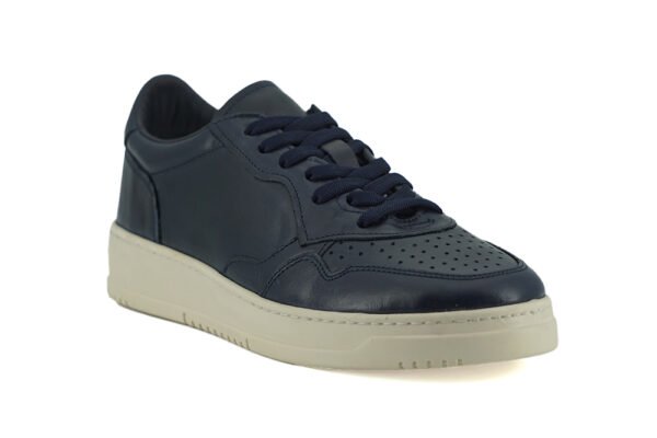 Saxone of Scotland Elegant Navy Blue Leather Sneakers - Image 2