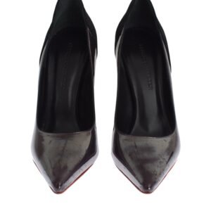 Cédric Charlier Chic Metallic Gray Leather Pumps