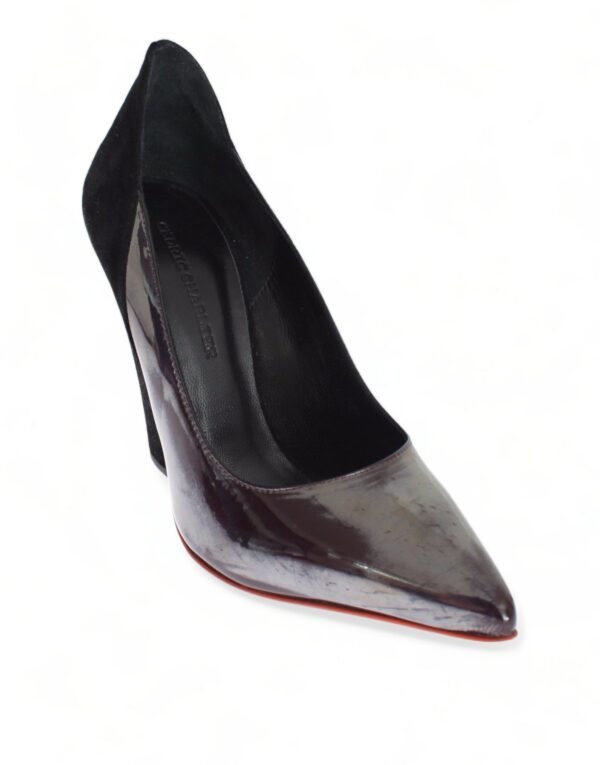 Cédric Charlier Chic Metallic Gray Leather Pumps - Image 5