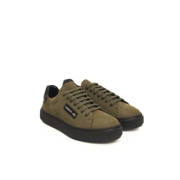 Cerruti 1881 Green Leather Men Sneaker - Image 3