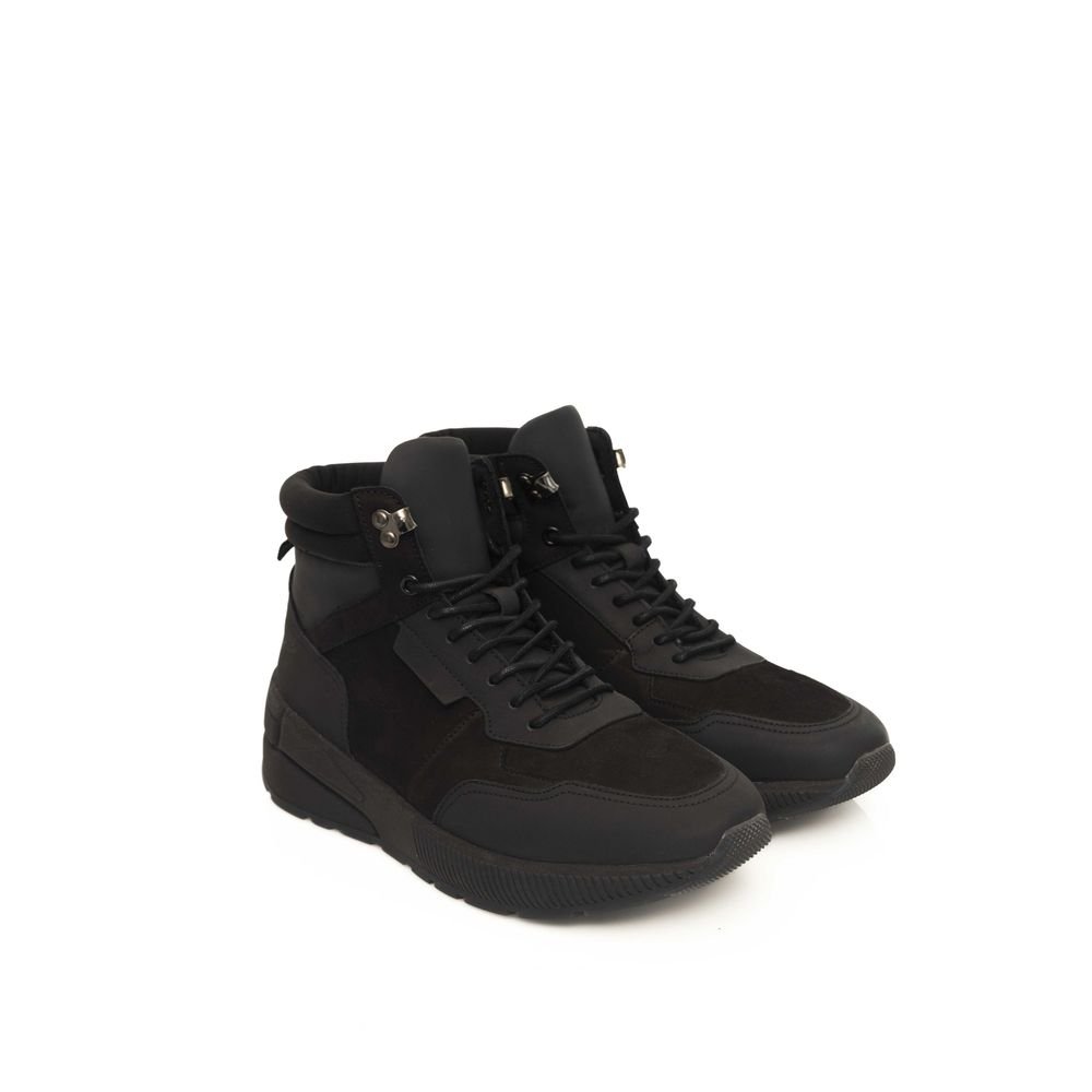 Cerruti 1881 Black Leather Men Sneaker - Image 3