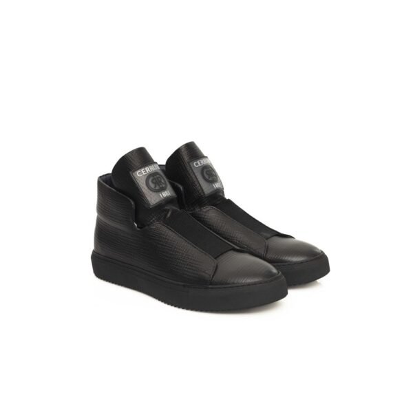 Cerruti 1881 Black Leather Men Sneaker - Image 3