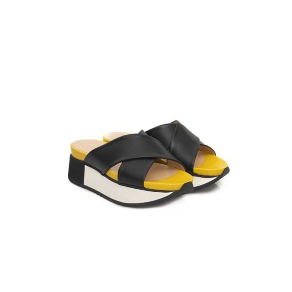 Cerruti 1881 Black Leather Women Platform Sandal - Image 3