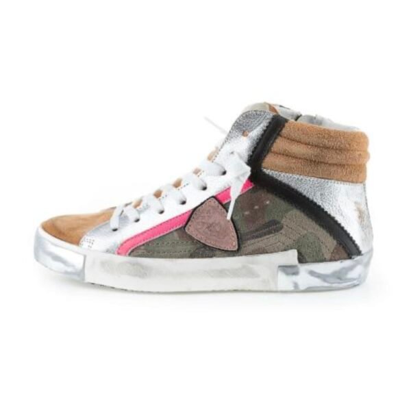 Philippe Model Army Green High-Top Sneakers with Leather Accents - Image 4