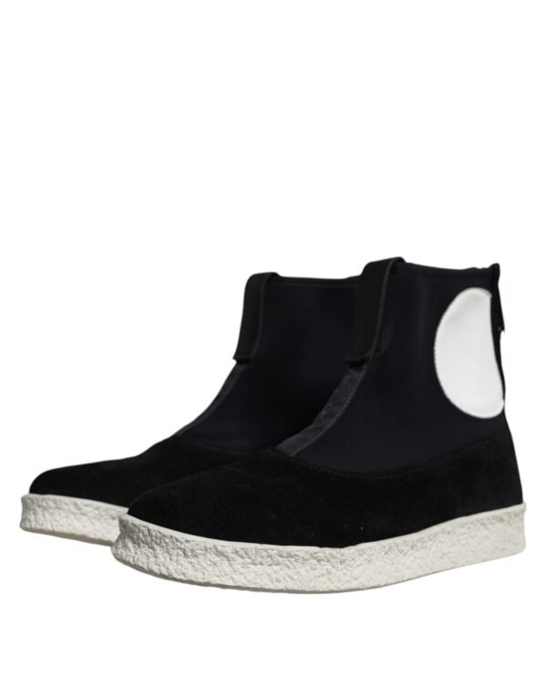 Alexander McQueen Black White Neoprene Takeshi Mid Calf Boots Shoes - Image 3