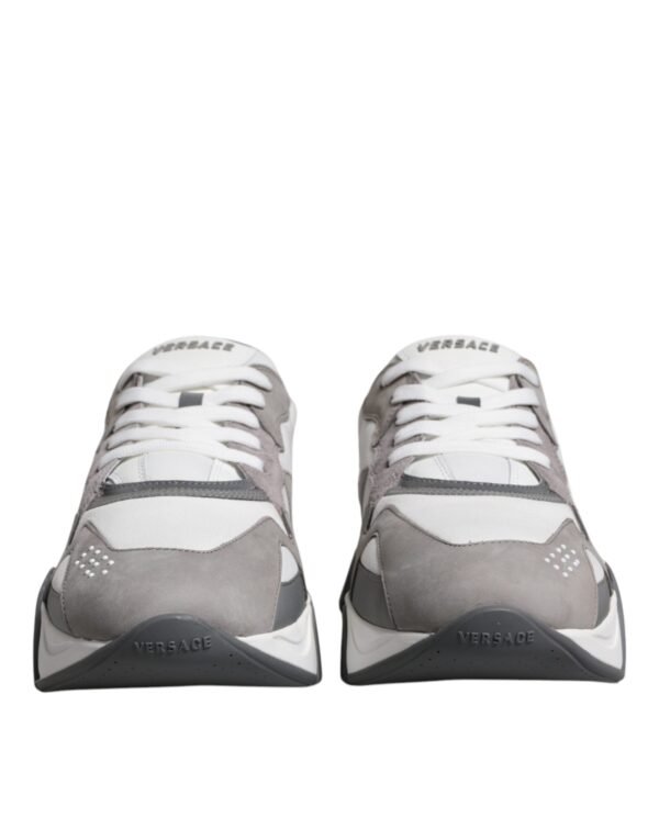 Versace Grey Leather Neoprene Chunky Low Top Squalo Sneakers Shoes - Image 2