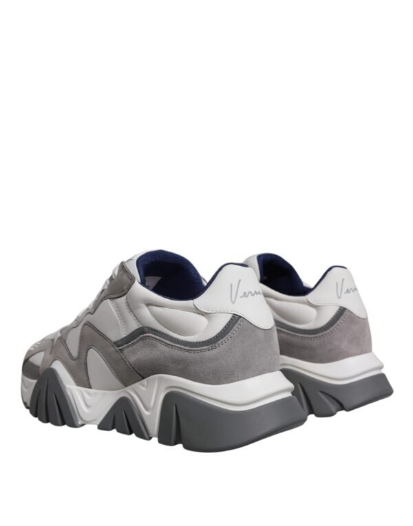 Versace Grey Leather Neoprene Chunky Low Top Squalo Sneakers Shoes - Image 4