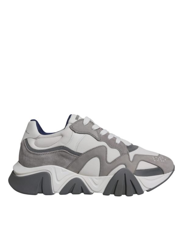 Versace Grey Leather Neoprene Chunky Low Top Squalo Sneakers Shoes - Image 6