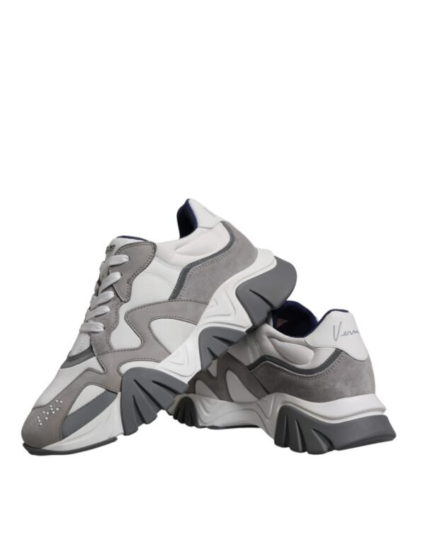 Versace Grey Leather Neoprene Chunky Low Top Squalo Sneakers Shoes - Image 8