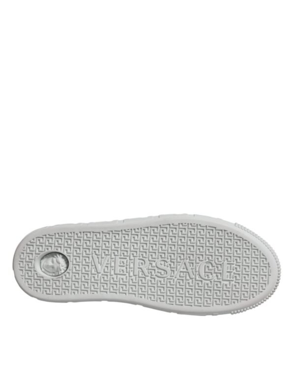 Versace White Pink Greca Print Platform Low Top Sneakers Shoes - Image 7