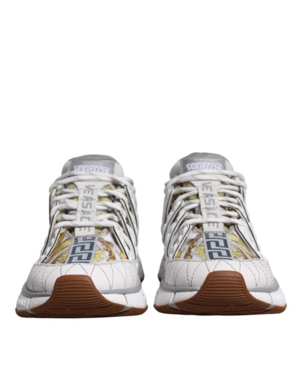 Versace White Trigreca Barocco Print Low Top Sneakers Shoes - Image 2