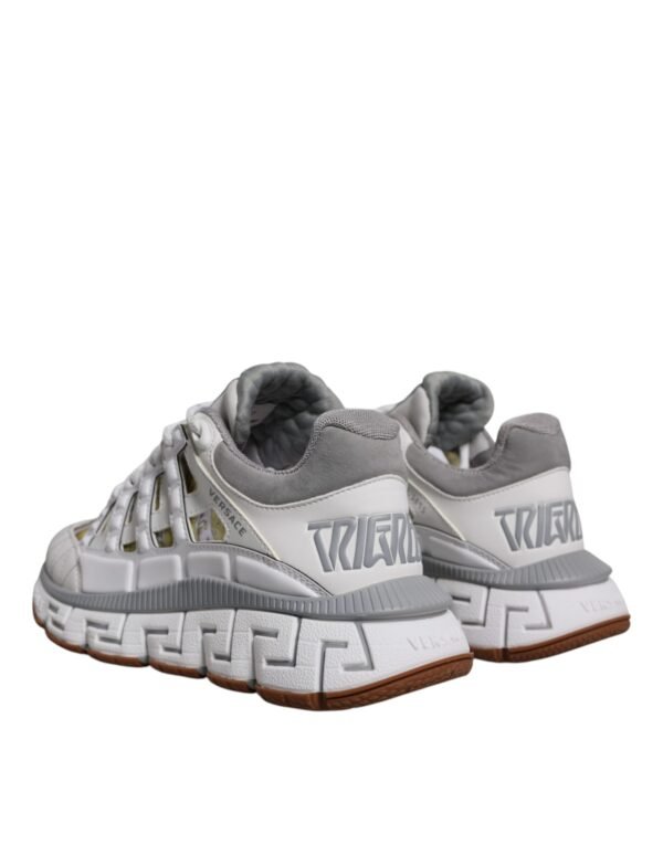 Versace White Trigreca Barocco Print Low Top Sneakers Shoes - Image 4