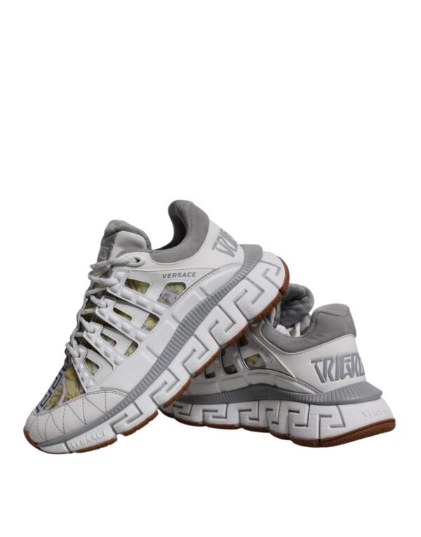 Versace White Trigreca Barocco Print Low Top Sneakers Shoes - Image 8