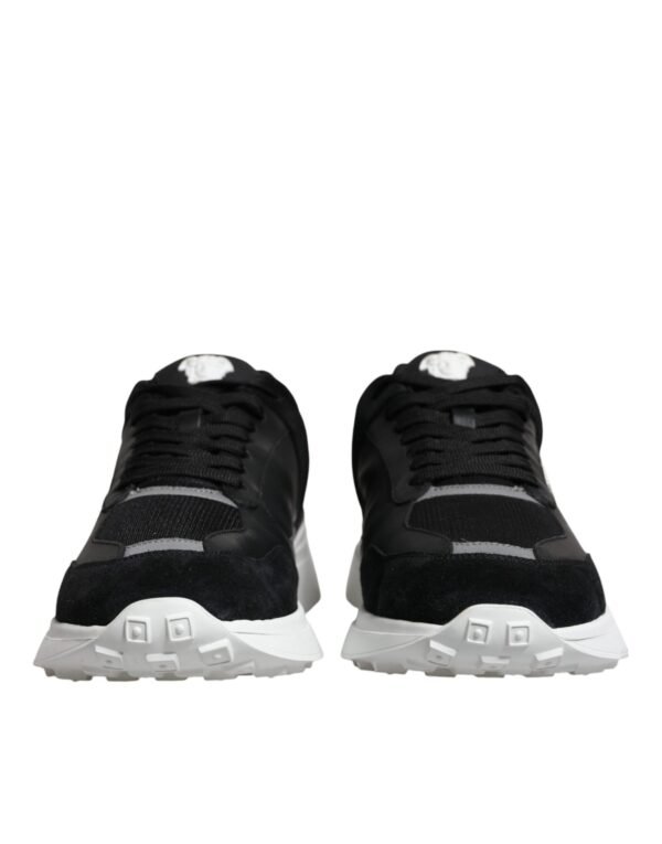 Versace Black Canvas Quad Fabric Medusa Low Top Sneaker Shoes - Image 2