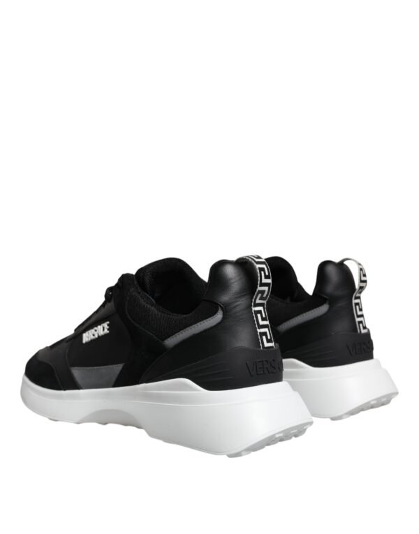 Versace Black Canvas Quad Fabric Medusa Low Top Sneaker Shoes - Image 4
