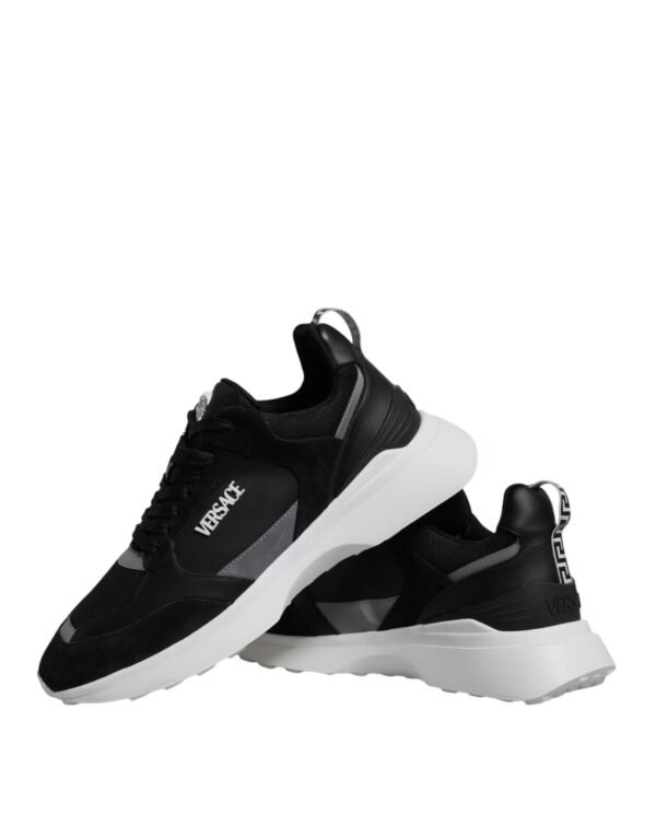 Versace Black Canvas Quad Fabric Medusa Low Top Sneaker Shoes - Image 8