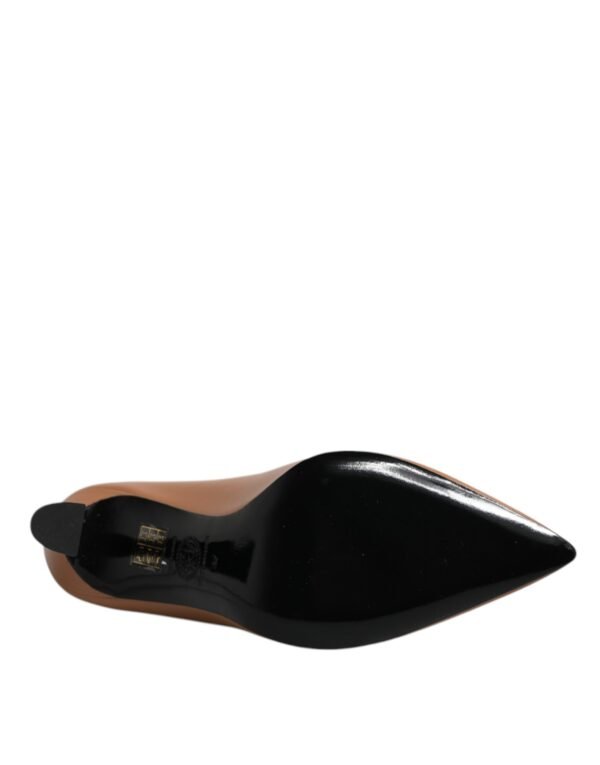 Versace Brown Leather Logo Plaque High Heels Pumps Shoes - Image 7