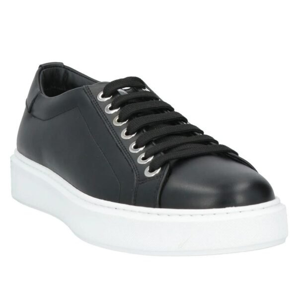 Les Hommes Black Leather Di Calfskin Sneaker - Image 3
