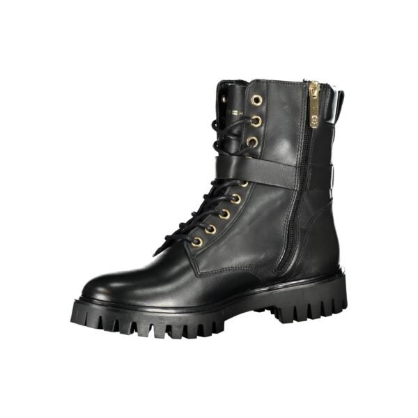 Tommy Hilfiger Chic Black Lace-Up Boots with Zip and Contrast Details - Image 3