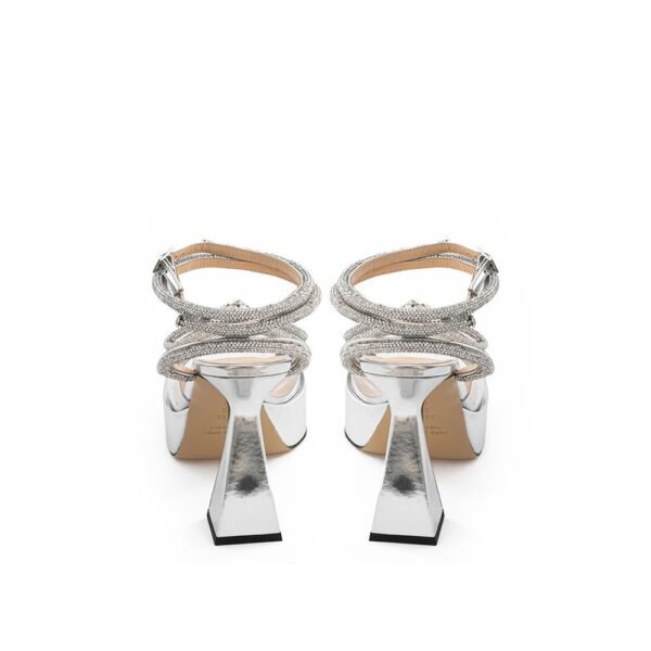 MACH & MACH Elegant Silver Leather Platforms - Image 3