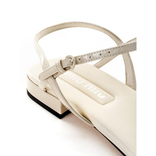 Miu Miu Beige Vernice Sandal - Image 5