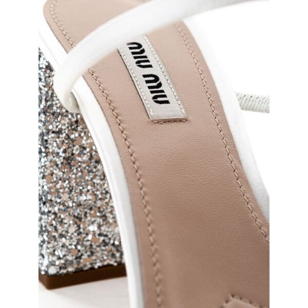 Miu Miu White Silk Sandal - Image 4