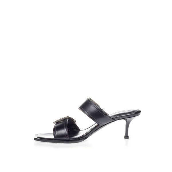 Alexander McQueen Elevate Your Steps in Timeless Black Leather Sandals - Image 2